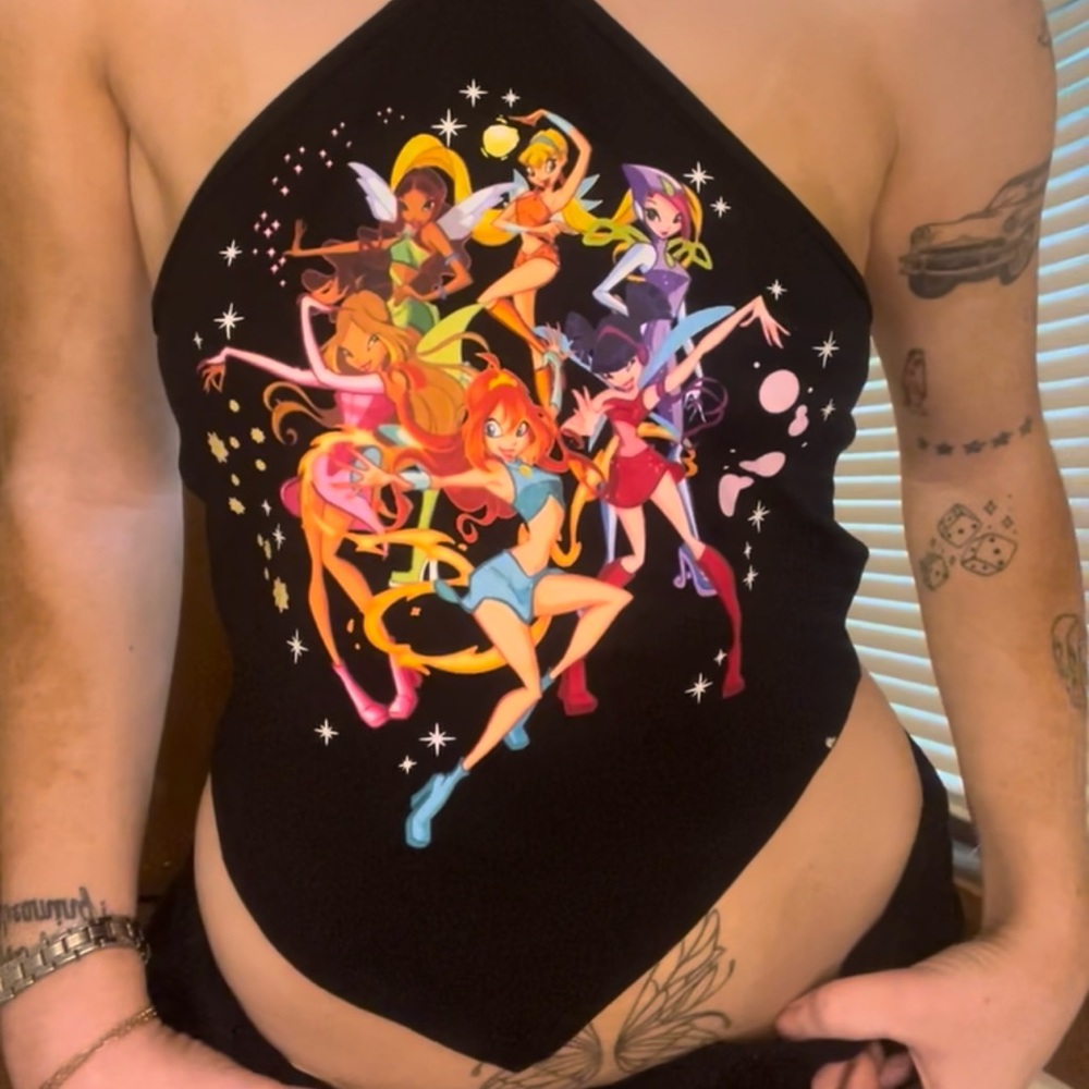 Winx club black halter tank top